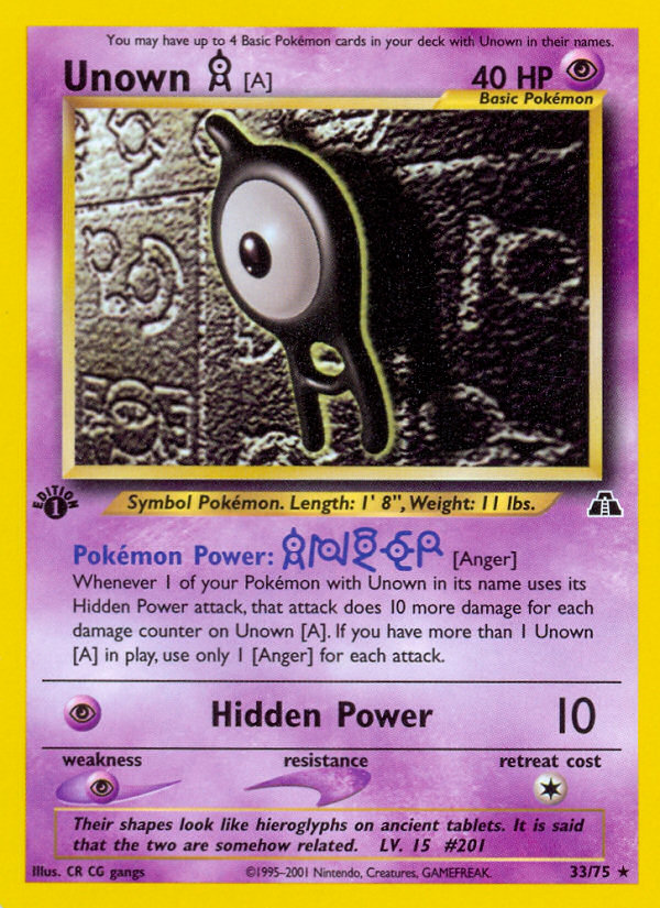 Unown [A] (33/75) [Neo Discovery 1st Edition] - Evolution TCG
