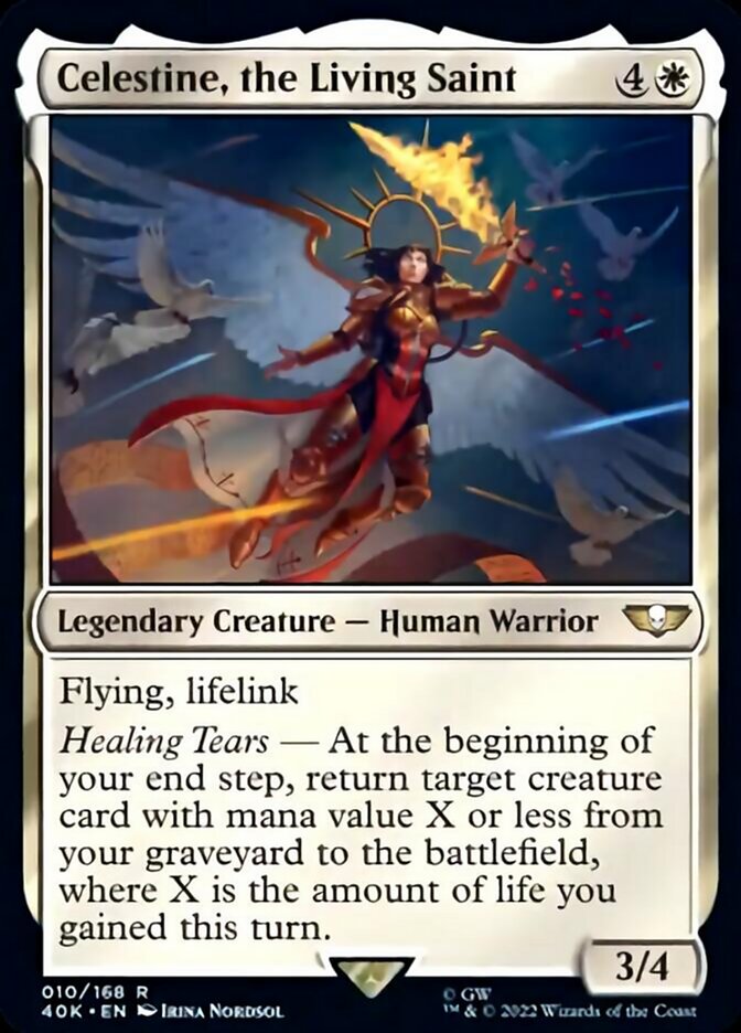 Celestine, the Living Saint (Surge Foil) [Warhammer 40,000] - Evolution TCG