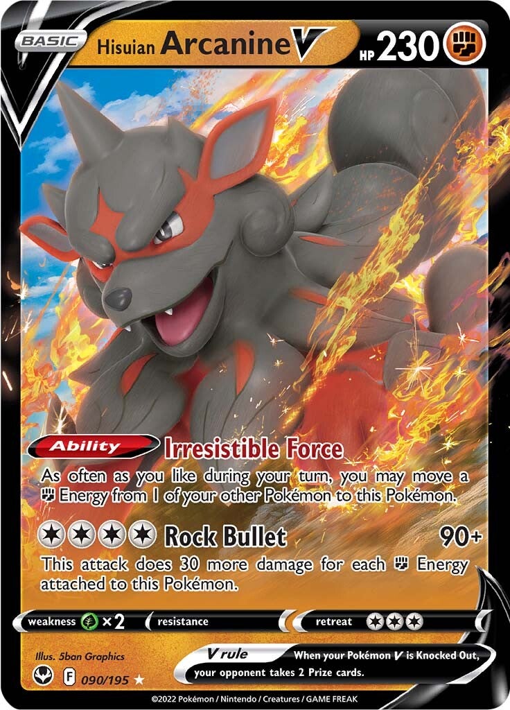 Hisuian Arcanine V (090/195) [Sword & Shield: Silver Tempest] - Evolution TCG