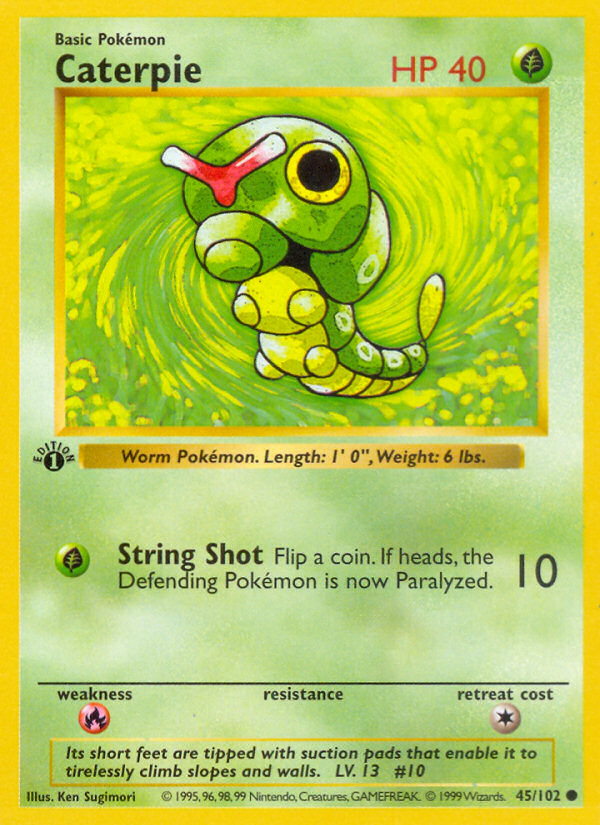 Caterpie (45/102) (Shadowless) [Base Set 1st Edition] - Evolution TCG