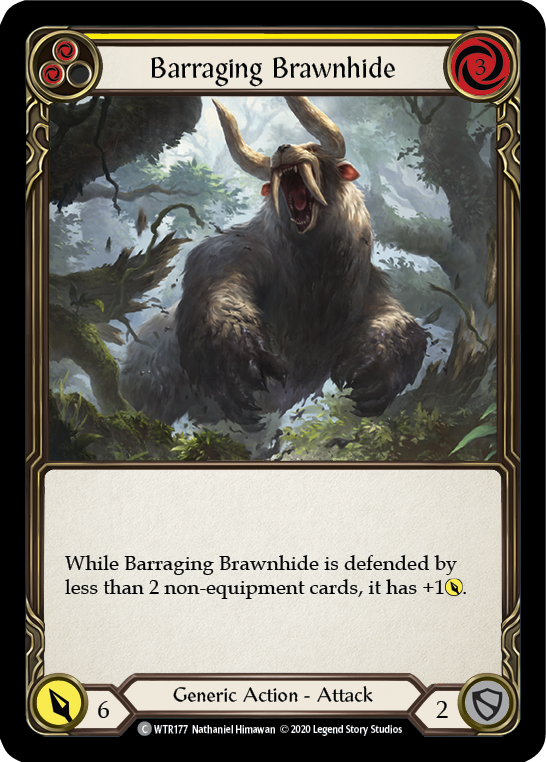 Barraging Brawnhide (Yellow) [U-WTR177] (Welcome to Rathe Unlimited)  Unlimited Rainbow Foil - Evolution TCG