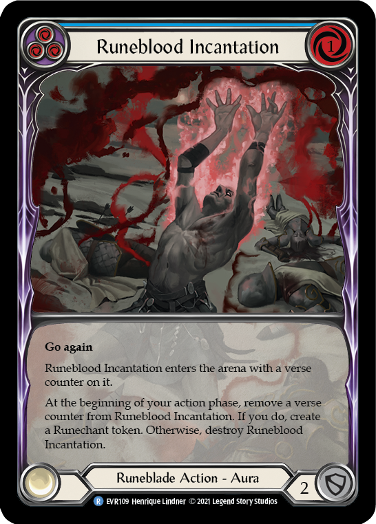 Runeblood Incantation (Blue) [EVR109] (Everfest)  1st Edition Extended Art Rainbow Foil - Evolution TCG