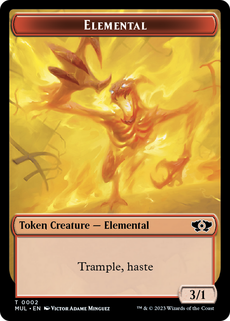 Elemental (2) // Teferi Akosa of Zhalfir Emblem Double-Sided Token [March of the Machine Tokens] - Evolution TCG
