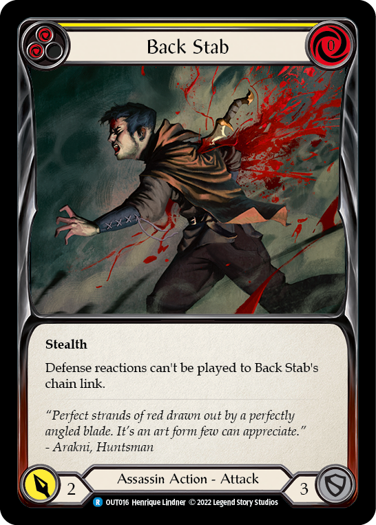 Back Stab (Yellow) [OUT016] (Outsiders)  Rainbow Foil - Evolution TCG