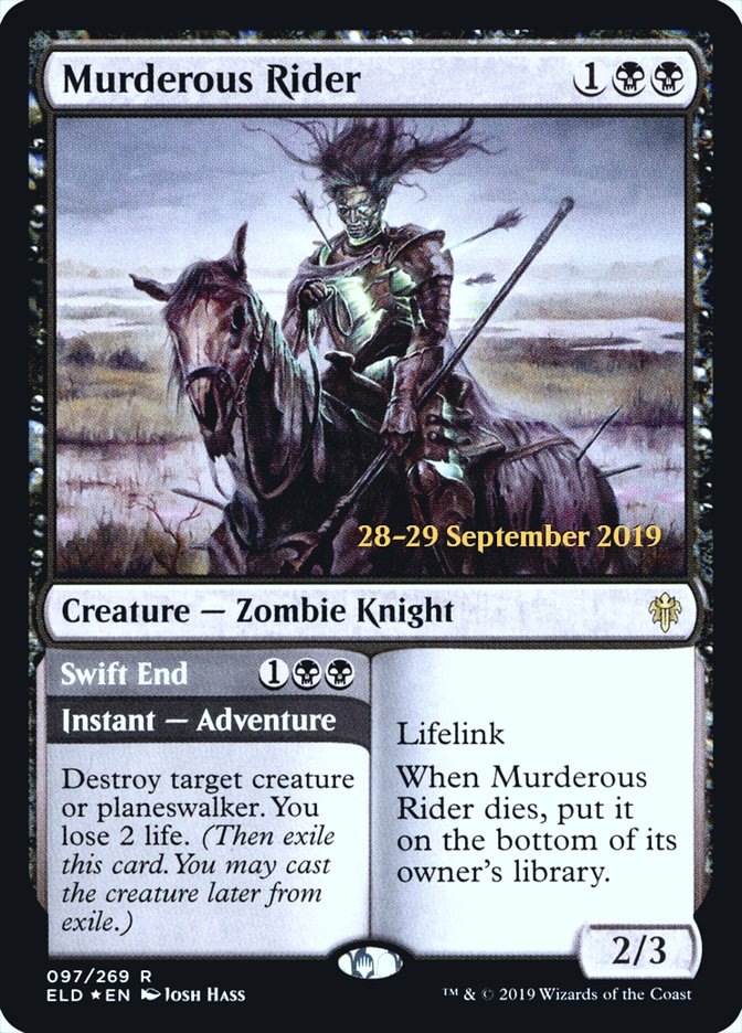 Murderous Rider // Swift End [Throne of Eldraine Prerelease Promos] - Evolution TCG