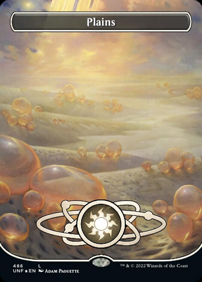 Plains (486) (Planetary Space-ic Land) (Galaxy Foil) [Unfinity] - Evolution TCG