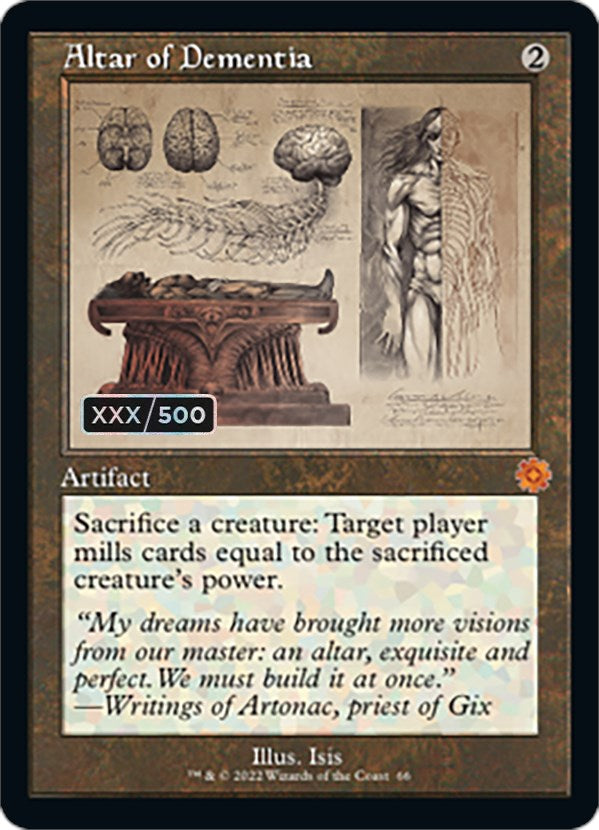 Altar of Dementia (Retro Schematic) (Serialized) [The Brothers' War Retro Artifacts] - Evolution TCG