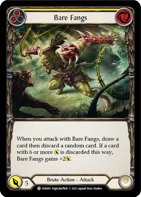 Bare Fangs (Yellow) [EVR009] (Everfest)  1st Edition Rainbow Foil - Evolution TCG
