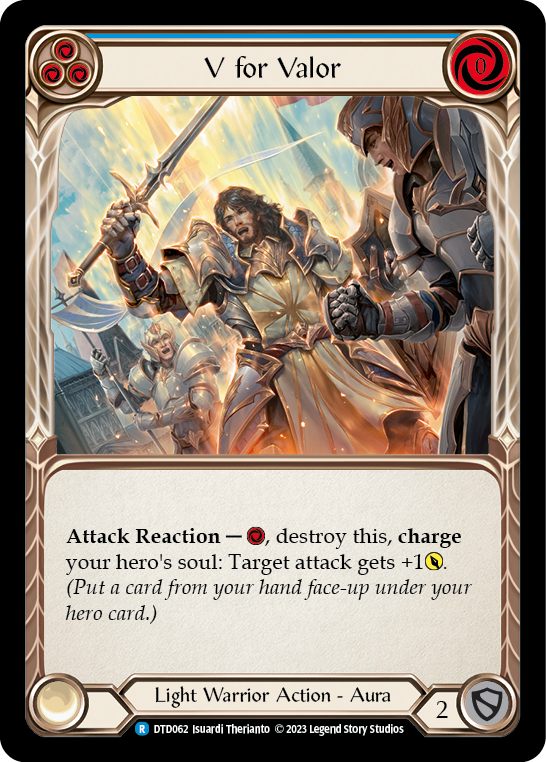 V for Valor (Blue) [DTD062] (Dusk Till Dawn)  Rainbow Foil - Evolution TCG