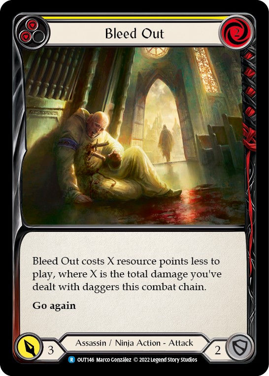 Bleed Out (Yellow) [OUT146] (Outsiders)  Rainbow Foil - Evolution TCG