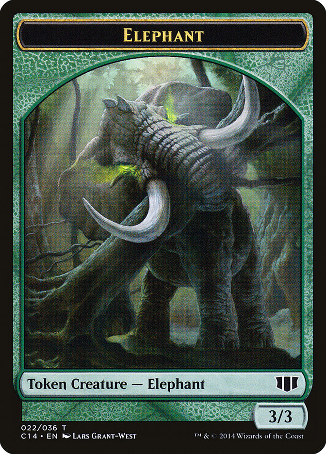 Elephant // Elf Warrior Double-Sided Token [Commander 2014 Tokens] - Evolution TCG