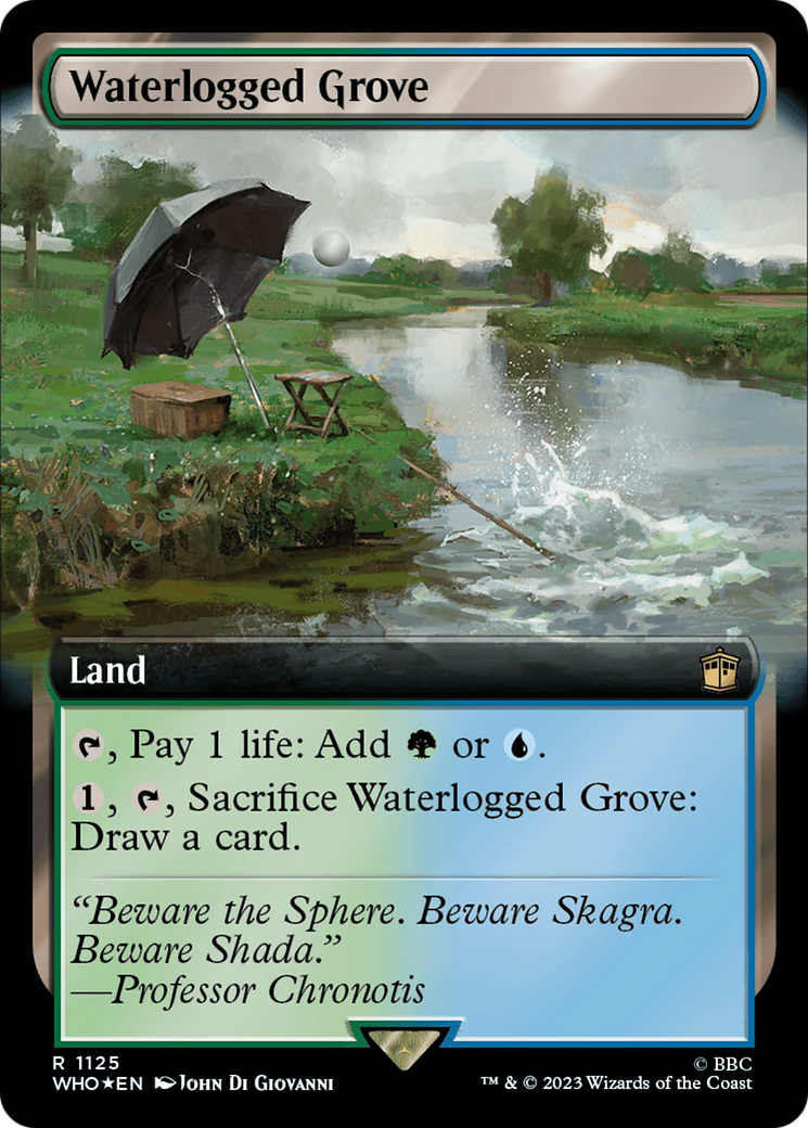 Waterlogged Grove (Extended Art) (Surge Foil) [Doctor Who] - Evolution TCG