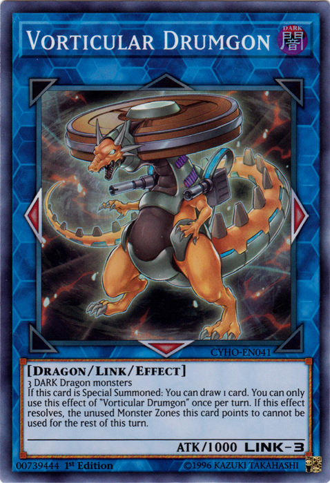 Vorticular Drumgon [CYHO-EN041] Super Rare - Evolution TCG