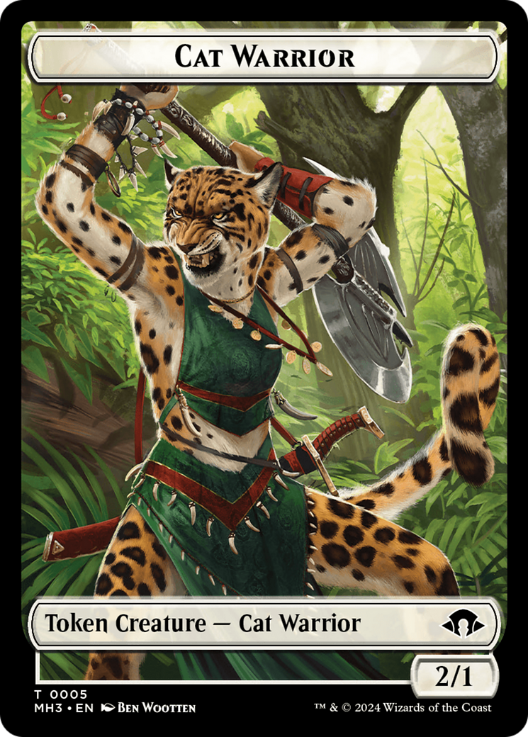 Eldrazi Spawn // Cat Warrior Double-Sided Token [Modern Horizons 3 Tokens] - Evolution TCG