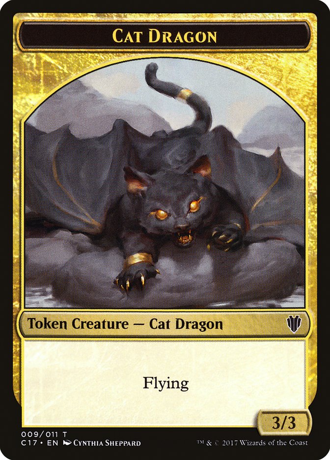 Gold // Cat Dragon Double-Sided Token [Commander 2017 Tokens] - Evolution TCG