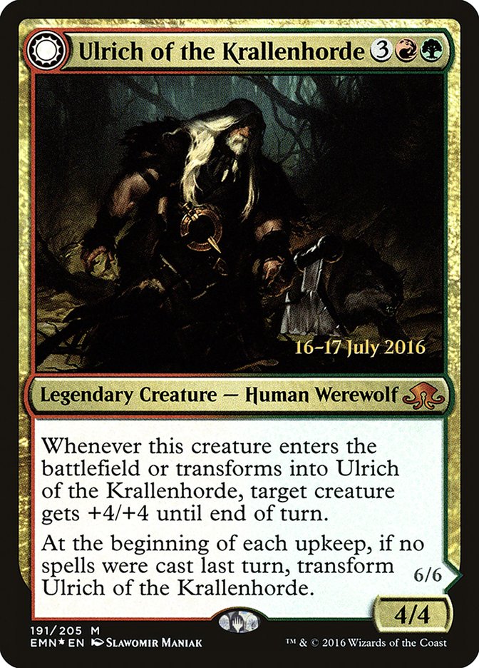 Ulrich of the Krallenhorde // Ulrich, Uncontested Alpha [Eldritch Moon Prerelease Promos] - Evolution TCG