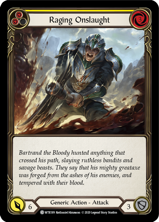 Raging Onslaught (Yellow) [U-WTR189] (Welcome to Rathe Unlimited)  Unlimited Rainbow Foil - Evolution TCG