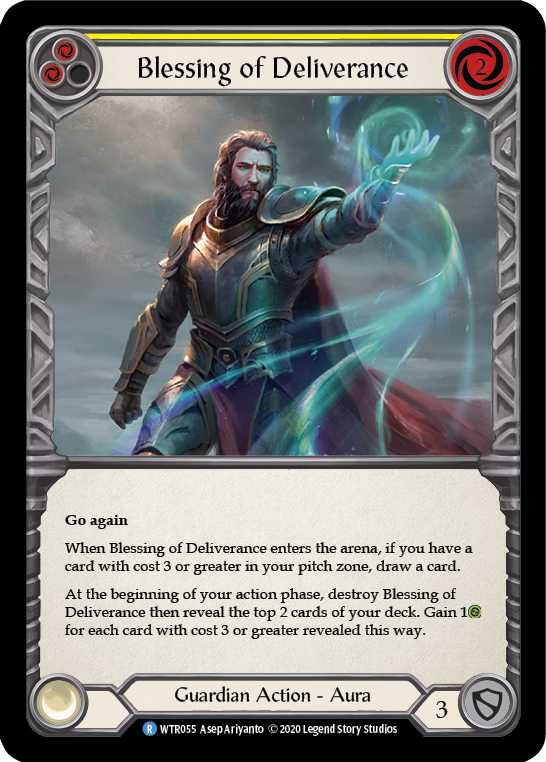 Blessing of Deliverance (Yellow) [U-WTR055] (Welcome to Rathe Unlimited)  Unlimited Rainbow Foil - Evolution TCG