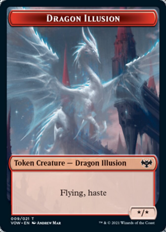 Blood // Dragon Illusion Double-Sided Token [Innistrad: Crimson Vow Tokens] - Evolution TCG