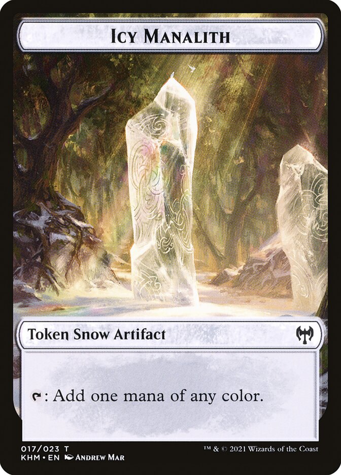 Elf Warrior // Icy Manalith Double-Sided Token [Kaldheim Tokens] - Evolution TCG