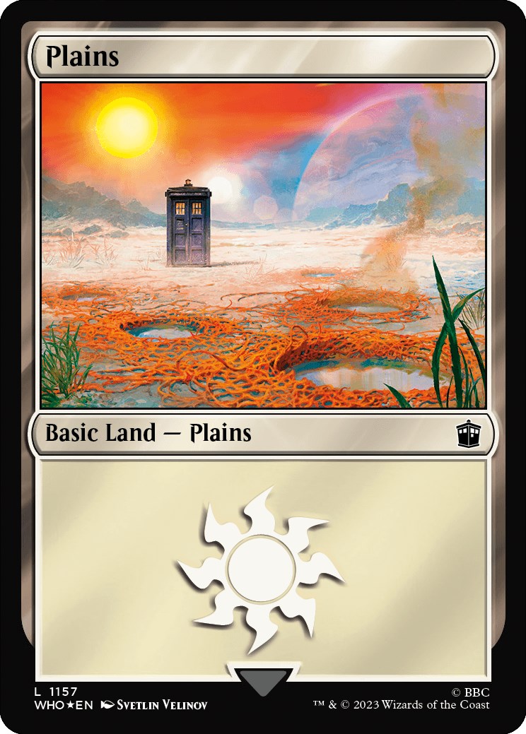 Plains (1157) (Surge Foil) [Doctor Who] - Evolution TCG