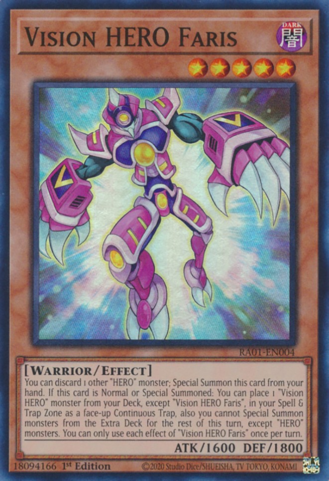 Vision HERO Faris [RA01-EN004] Super Rare - Evolution TCG