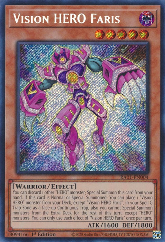 Vision HERO Faris [RA01-EN004] Secret Rare - Evolution TCG
