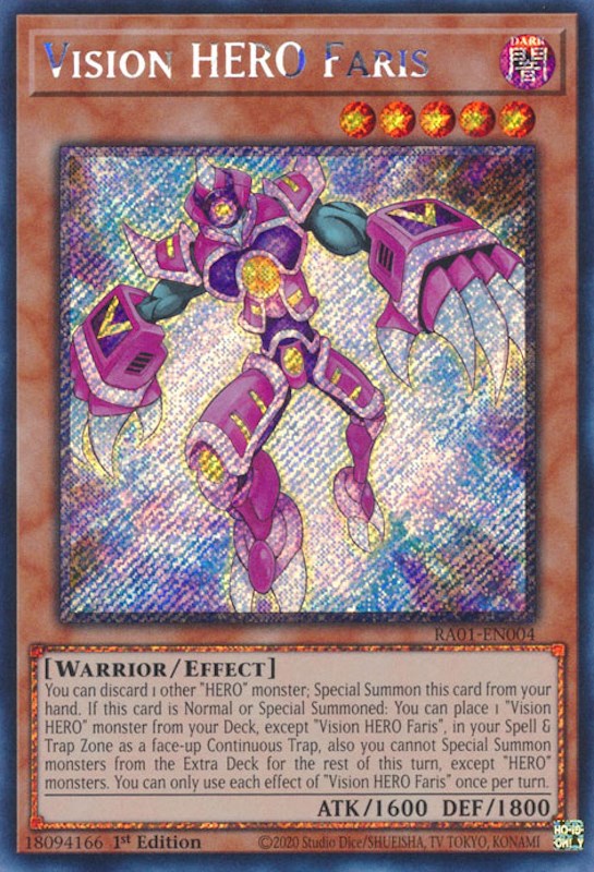 Vision HERO Faris [RA01-EN004] Platinum Secret Rare - Evolution TCG