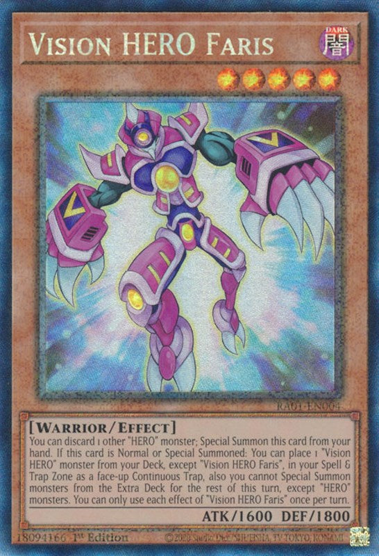 Vision HERO Faris [RA01-EN004] Prismatic Collector's Rare - Evolution TCG