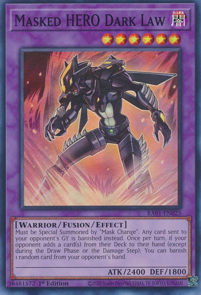 Masked HERO Dark Law [RA01-EN025] Super Rare - Evolution TCG