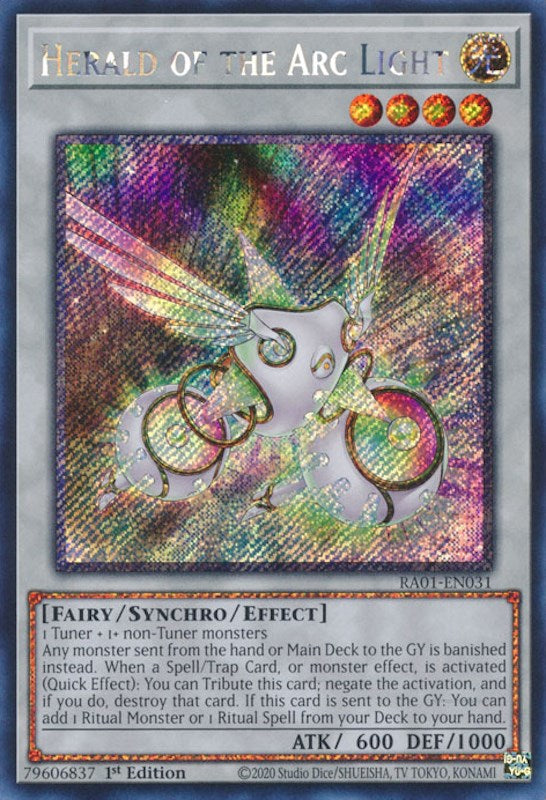 Herald of the Arc Light [RA01-EN031] Platinum Secret Rare - Evolution TCG