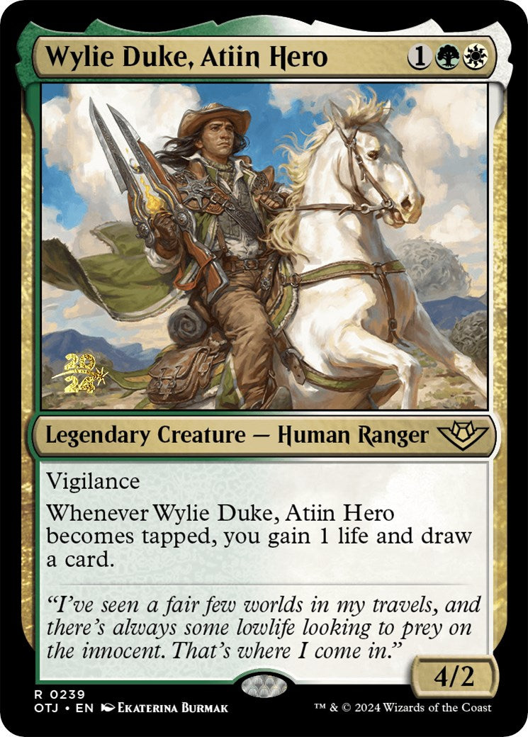 Wylie Duke, Atiin Hero [Outlaws of Thunder Junction Prerelease Promos] - Evolution TCG