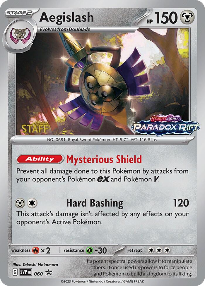 Aegislash (060) (Staff Prerelease Promo) [Scarlet & Violet: Black Star Promos] - Evolution TCG