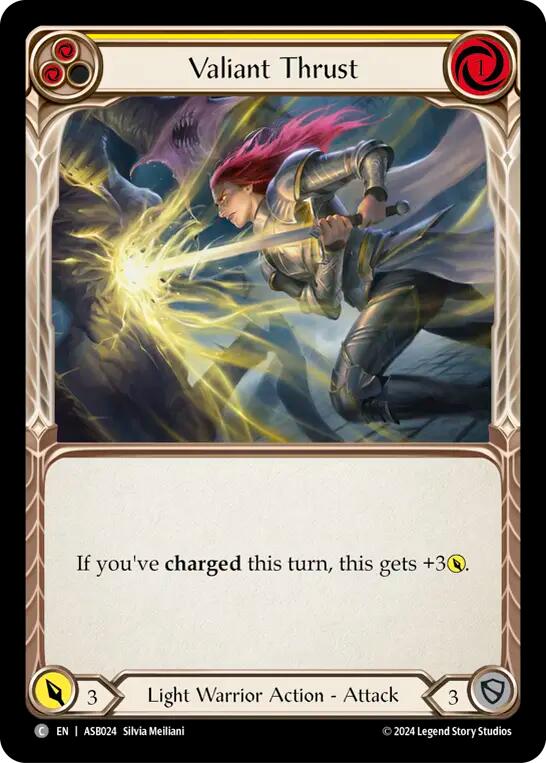 Valiant Thrust (Yellow) [ASB024] (Armory Deck: Boltyn) - Evolution TCG