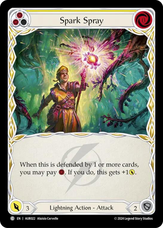 Spark Spray (Yellow) [AUR022] (1st Strike) - Evolution TCG
