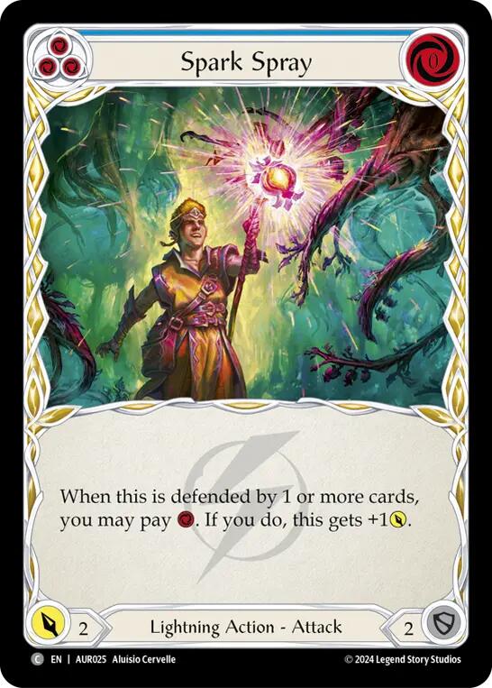 Spark Spray (Blue) [AUR025] (1st Strike) - Evolution TCG