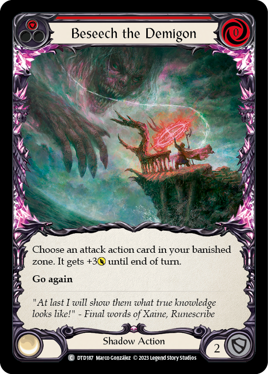 Beseech the Demigon (Red) [DTD187] (Dusk Till Dawn)  Rainbow Foil - Evolution TCG