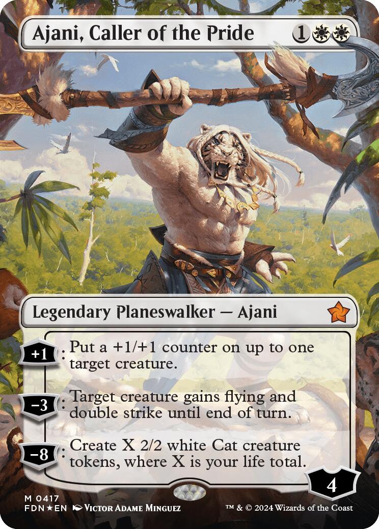 Ajani, Caller of the Pride (Borderless) (Mana Foil) [Foundations] - Evolution TCG