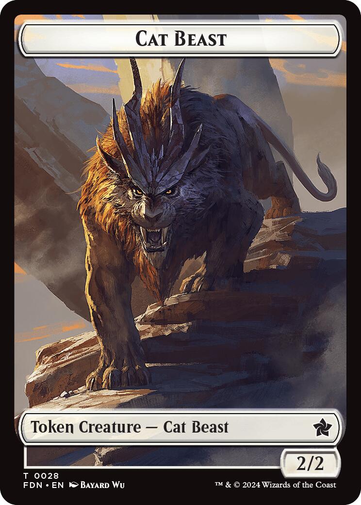 Cat Beast // Dragon (0017) Double-Sided Token [Foundations Tokens] - Evolution TCG