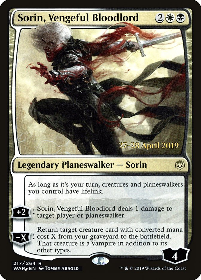 Sorin, Vengeful Bloodlord [War of the Spark Prerelease Promos] - Evolution TCG