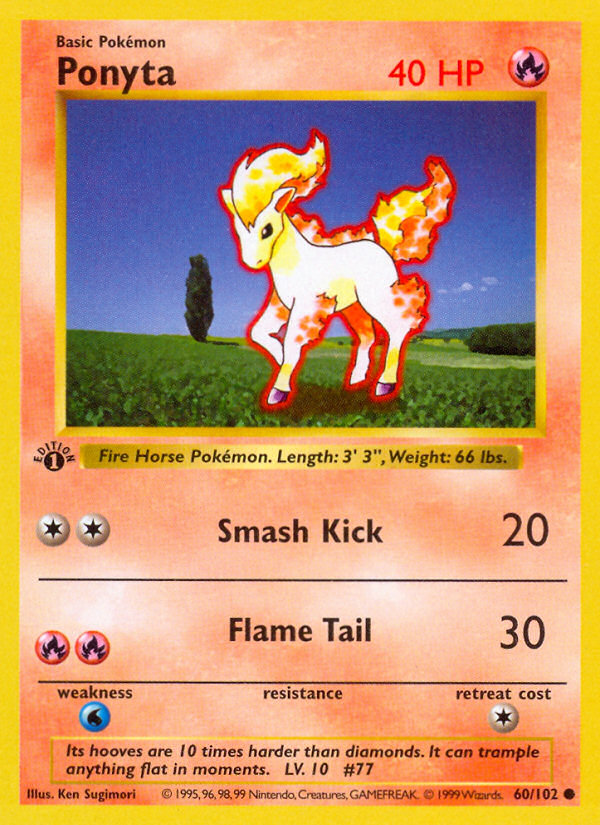Ponyta (60/102) (Shadowless) [Base Set 1st Edition] - Evolution TCG