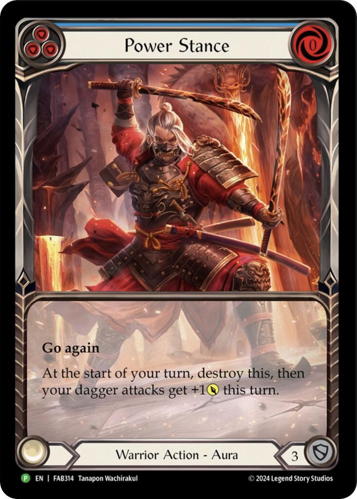 Power Stance (Blue) (Extended Art) [FAB314] (Promo)  Rainbow Foil - Evolution TCG