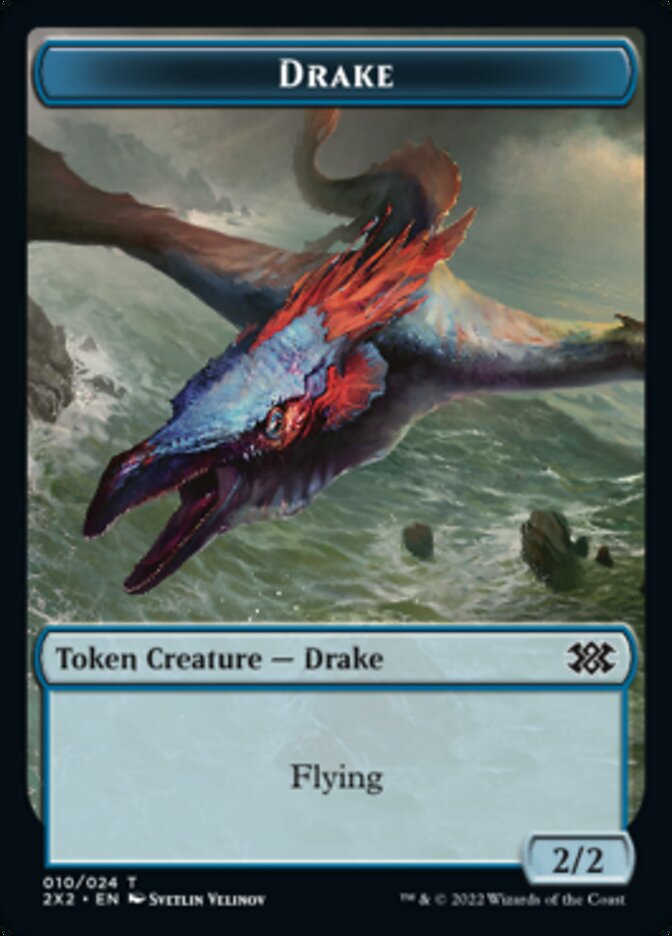 Drake // Phyrexian Golem Double-Sided Token [Double Masters 2022 Tokens] - Evolution TCG