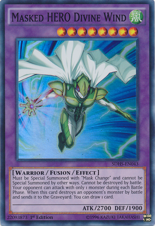 Masked Hero Divine Wind [SDHS-EN043] Super Rare - Evolution TCG