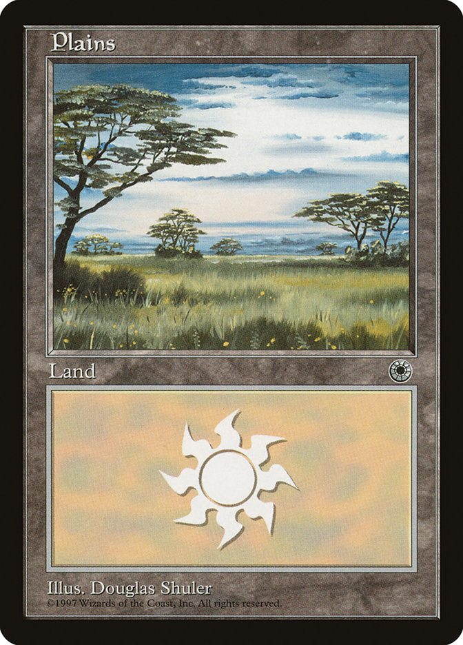 Plains (Yellow Flowers in Grass / Long Dark Cloud in Center) [Portal] - Evolution TCG