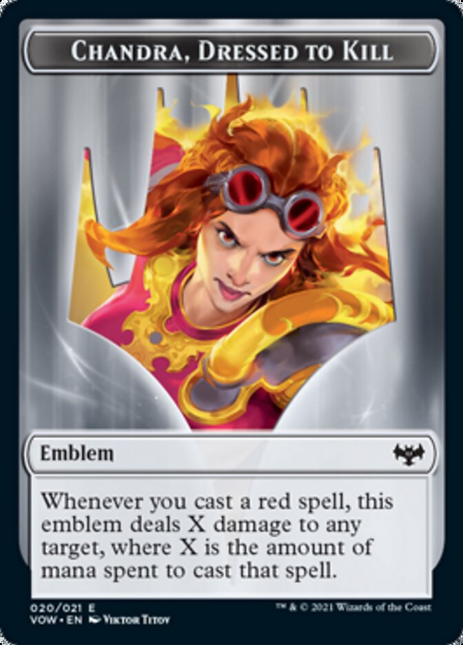 Blood // Chandra, Dressed to Kill Emblem Double-Sided Token [Innistrad: Crimson Vow Tokens] - Evolution TCG