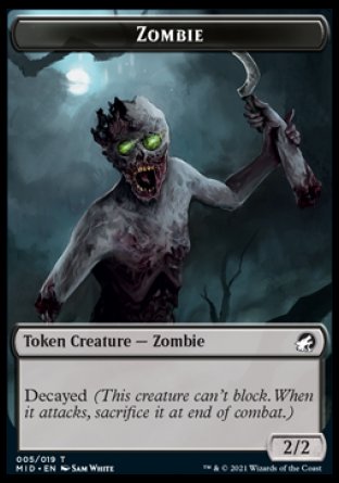 Zombie (005) // Teferi, Who Slows the Sunset Emblem Double-Sided Token [Innistrad: Midnight Hunt Tokens] - Evolution TCG