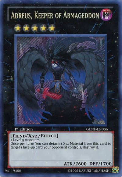 Adreus, Keeper of Armageddon [GENF-EN086] Secret Rare - Evolution TCG