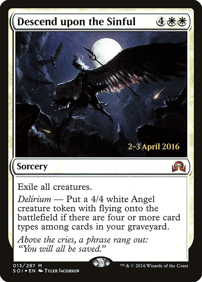 Descend upon the Sinful [Shadows over Innistrad Prerelease Promos] - Evolution TCG