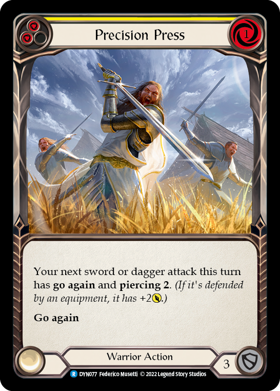 Precision Press (Yellow) [DYN077] (Dynasty)  Rainbow Foil - Evolution TCG